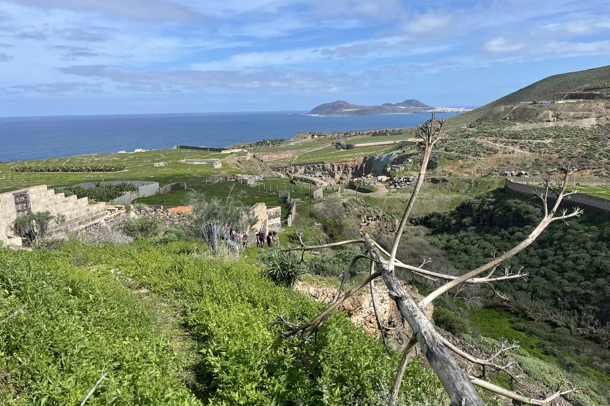 Green hills and the sea in the north of Gran Canaria