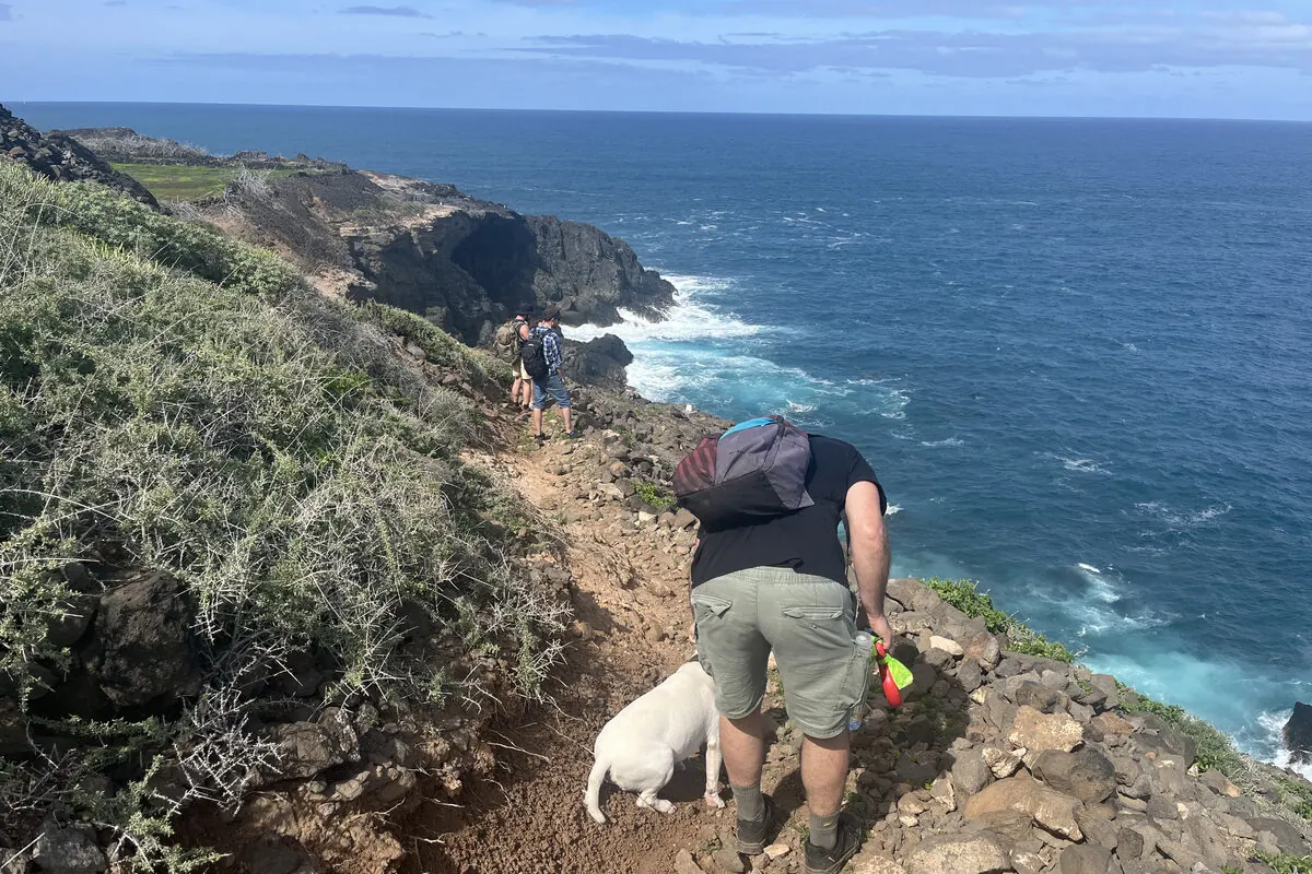 Walking the coastal path above the Atlantic